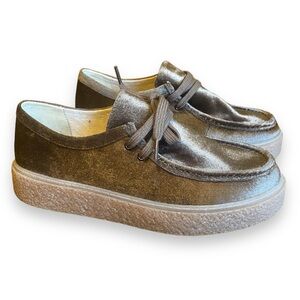 Hush Puppies Brown and Gold Flats with Moccasin Style